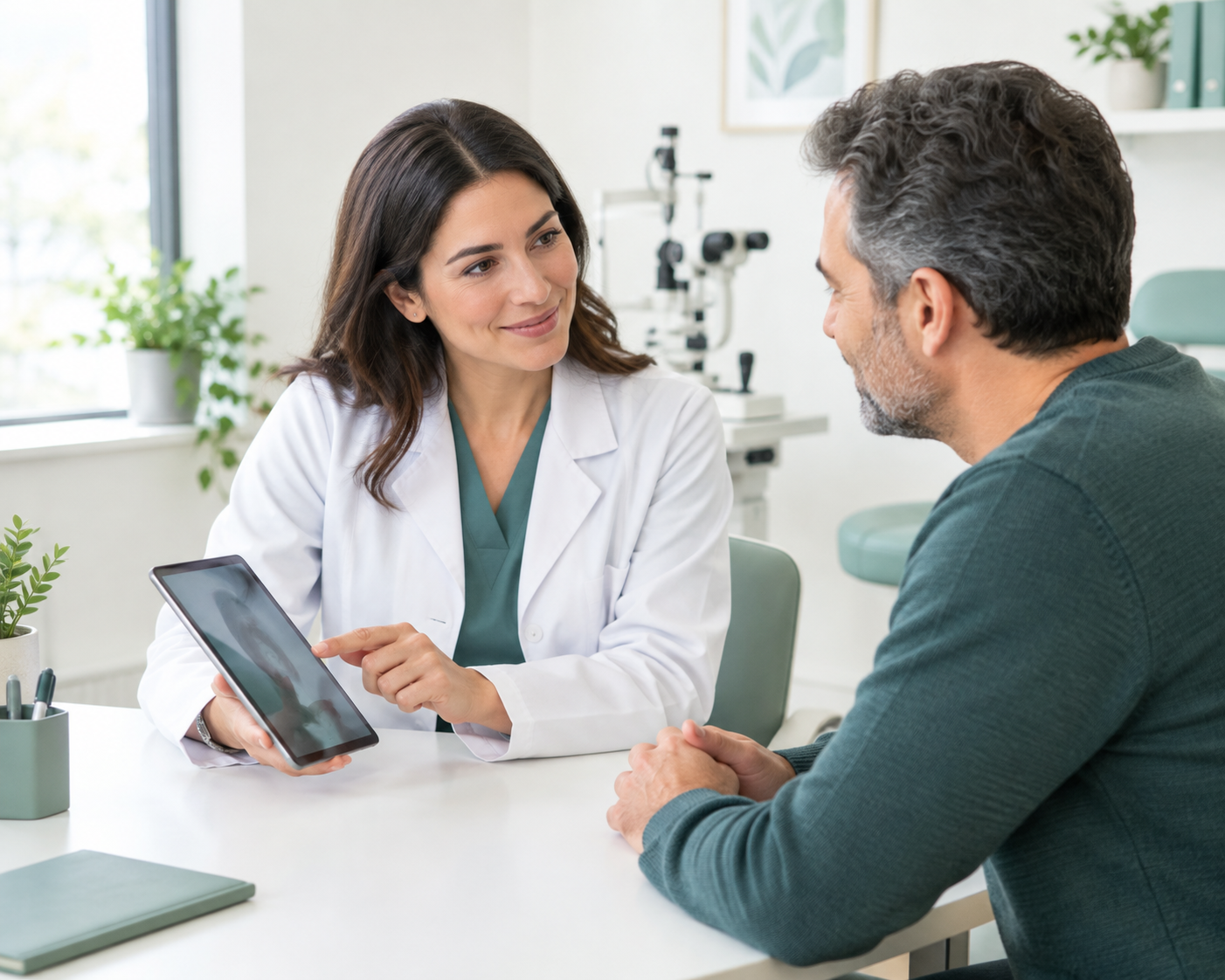AI-generated illustration of a consultation between a doctor and a patient